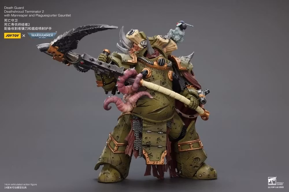 Warhammer 40,000 Death Guard Deathshroud Terminator (Ver. 2) with Manreaper and Plaguespurter Gauntlet 1/18 Scale Action Figure