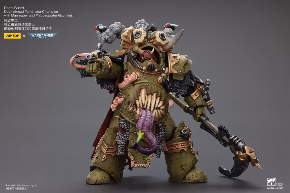 Warhammer 40,000 Death Guard Deathshroud Terminator Champion with Manreaper and Plaguespurter Gauntlets 1/18 Scale Action Figure