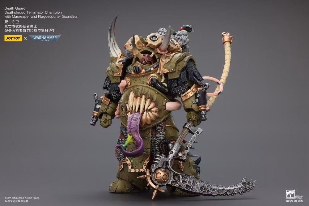 Warhammer 40,000 Death Guard Deathshroud Terminator Champion with Manreaper and Plaguespurter Gauntlets 1/18 Scale Action Figure