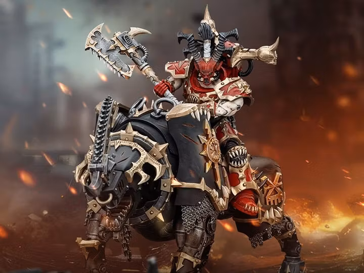 Warhammer 40K World Eaters Lord Invocatus with Khrone Juggernaut Daemon 1/18 Scale Action Figure Set