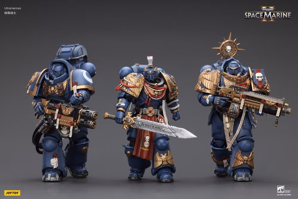 Warhammer 40,000: Space Marine 2 Ultramarines Heavy Relic Primus Armor with Heavy Relic Bolt Rifle 1/18 Scale Action Figure