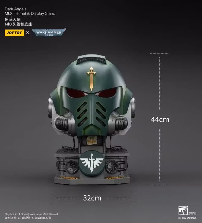 Warhammer 40,000 Dark Angels Mk. X 1/1 Scale Helmet Replica with Display Stand