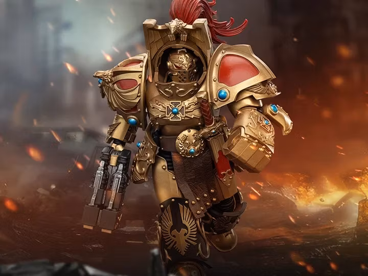 Warhammer: The Horus Heresy Legio Custodes Aquilon Terminator Squad Aquilon with Twin-Linked Adrathic Destructor 1/18 Scale Action Figure