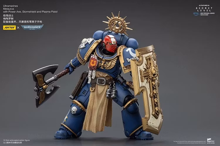 Warhammer 40,000 Ultramarines Metaurus with Power Axe, Stormshield and Plasma Pistol 1/18 Scale Action Figure