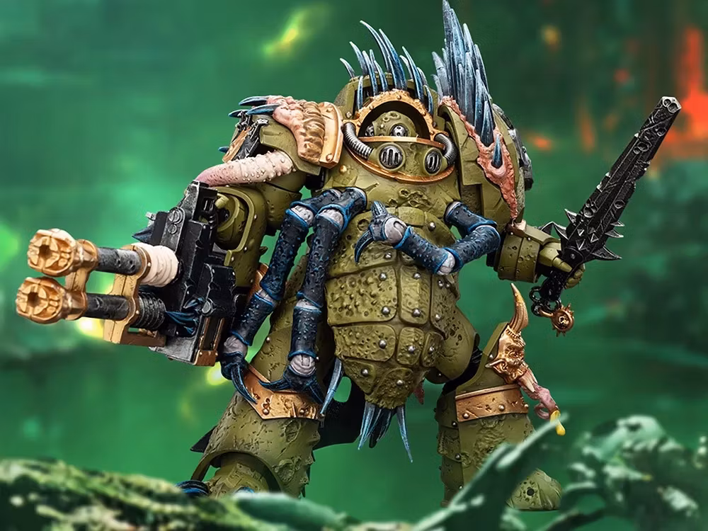 Warhammer 40,000 Death Guard Blightlord Terminator (Ver. 1) with Reaper Autocannon and Bubotic Blades 1/18 Scale Action Figure