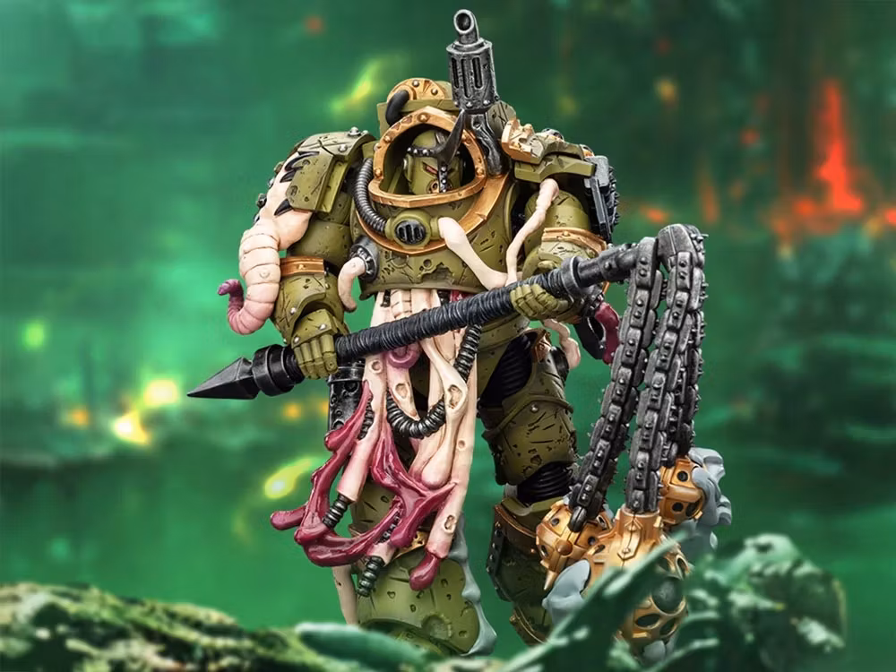 Warhammer 40,000 Death Guard Blightlord Terminator (Ver. 2) with Flail of Corruption 1/18 Scale Action Figure