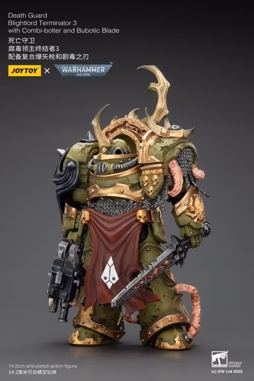 Warhammer 40,000 Death Guard Blightlord Terminator (Ver. 3) with Combi-bolter and Bubotic Blade 1/18 Scale Action Figure