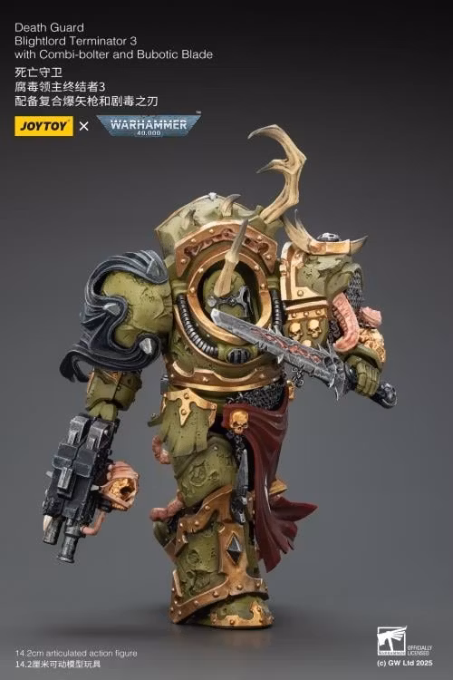 Warhammer 40,000 Death Guard Blightlord Terminator (Ver. 3) with Combi-bolter and Bubotic Blade 1/18 Scale Action Figure