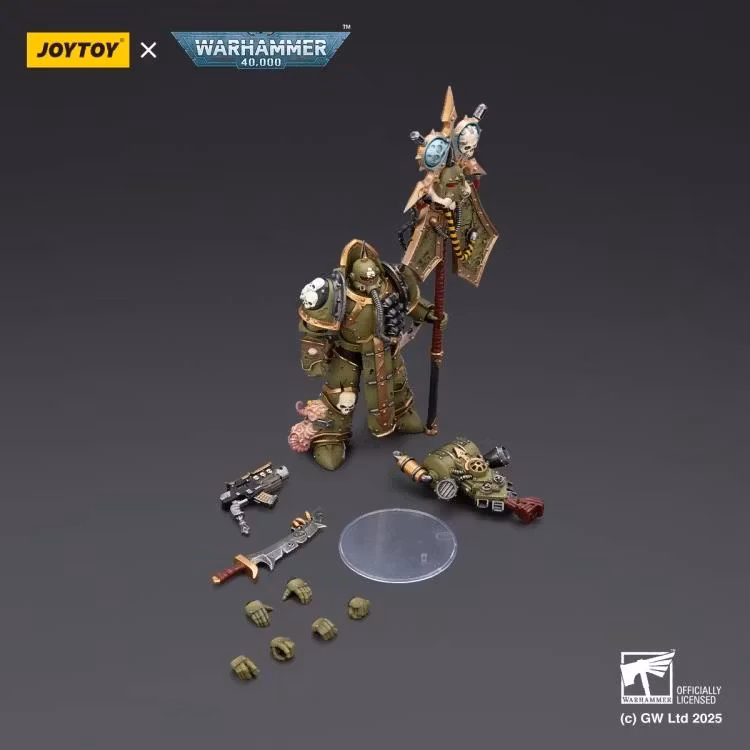Warhammer 40,000 Death Guard Plague Marine Icon Bearer with Boltgun and Plague knife 1/18 Scale Action Figure