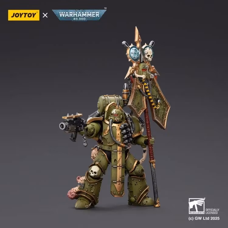 Warhammer 40,000 Death Guard Plague Marine Icon Bearer with Boltgun and Plague knife 1/18 Scale Action Figure