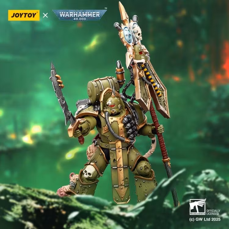 Warhammer 40,000 Death Guard Plague Marine Icon Bearer with Boltgun and Plague knife 1/18 Scale Action Figure