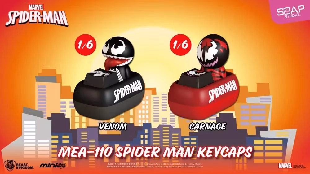 Marvel Mini Egg Attack MEA-110 Spider-Man Keycaps Box of 6 Random Keycaps