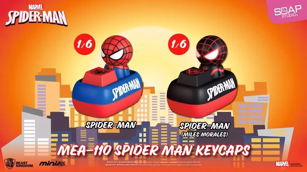 Marvel Mini Egg Attack MEA-110 Spider-Man Keycaps Box of 6 Random Keycaps