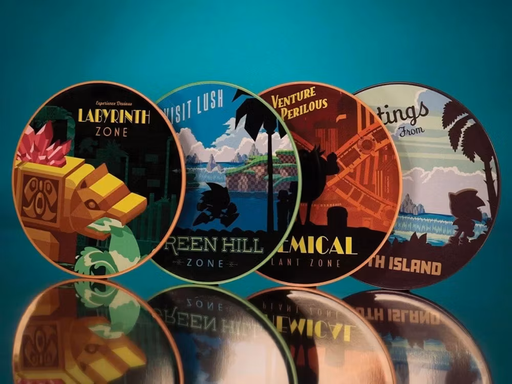 Sonic the Hedgehog Locations Metal Coaster Set