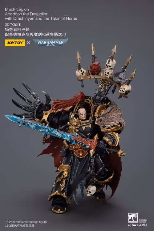 Warhammer 40,000 Black Legion Abaddon the Despoiler with Drach'nyen and the Talon of Horus 1/18 Scale Action Figure
