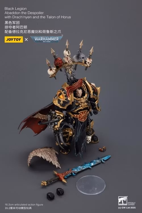 Warhammer 40,000 Black Legion Abaddon the Despoiler with Drach'nyen and the Talon of Horus 1/18 Scale Action Figure