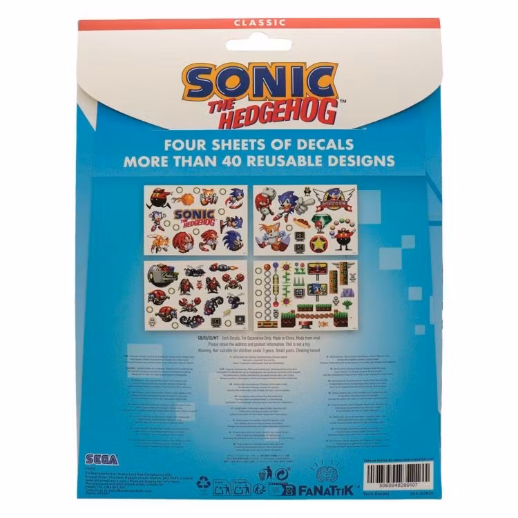 Sonic the Hedgehog 4 Sheets of Retro Tech Decals