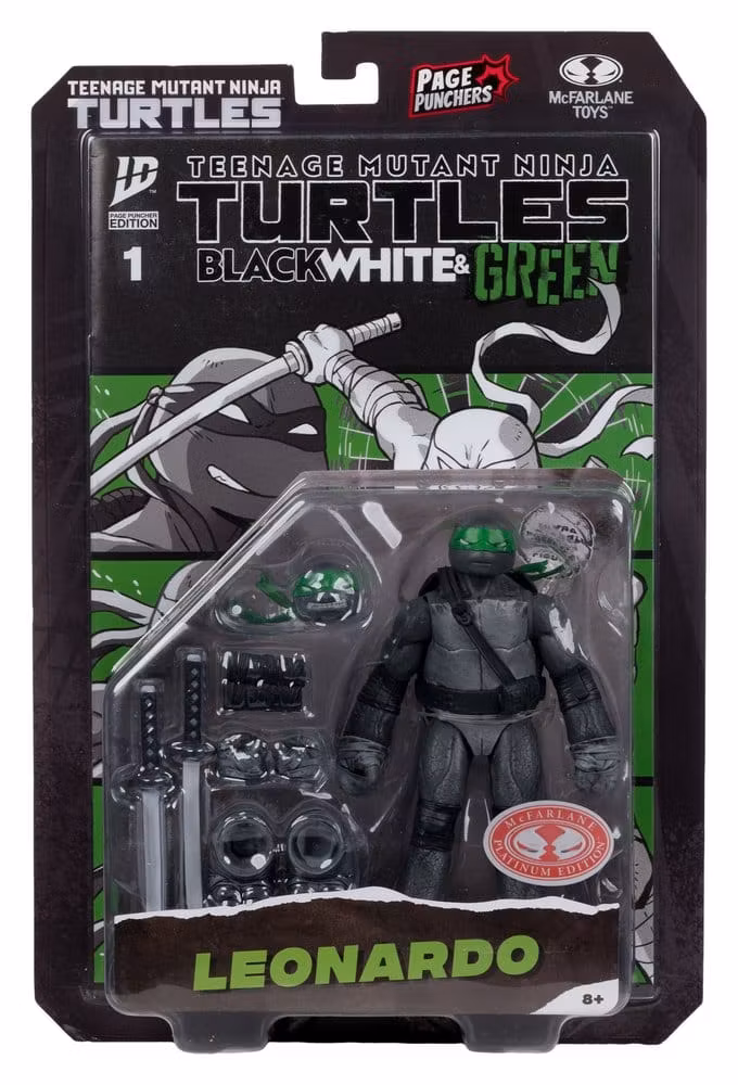 Teenage Mutant Ninja Turtles Page Punchers (Black White & Green) Leonardo Action Figure