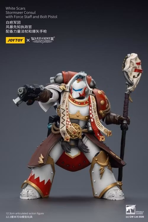 Warhammer 40,000 White Scars Stormseer Consul with Force Staff and Bolt Pistol 1/18 Scale Action Figure