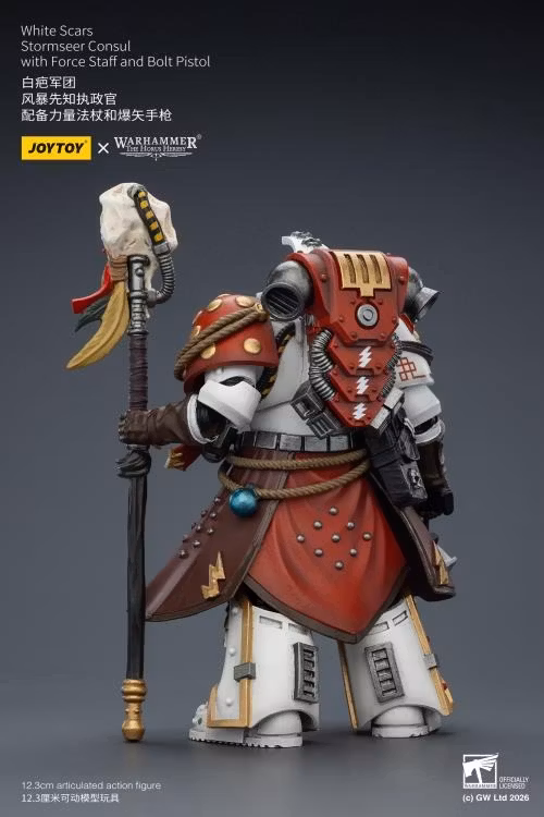 Warhammer 40,000 White Scars Stormseer Consul with Force Staff and Bolt Pistol 1/18 Scale Action Figure