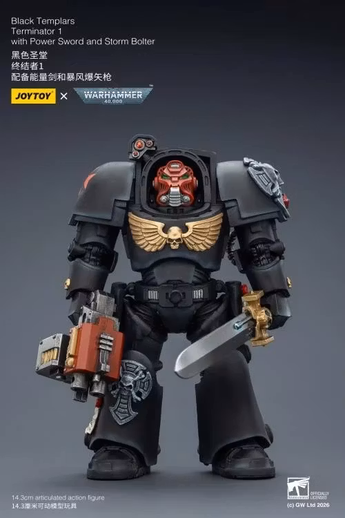 Warhammer 40,000 Black Templars Terminator (Ver. 1) with Power Sword and Storm Bolter 1/18 Scale Action Figure