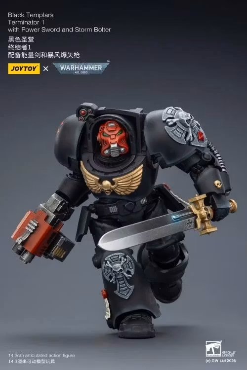 Warhammer 40,000 Black Templars Terminator (Ver. 1) with Power Sword and Storm Bolter 1/18 Scale Action Figure