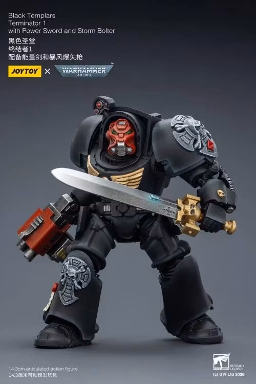 Warhammer 40,000 Black Templars Terminator (Ver. 1) with Power Sword and Storm Bolter 1/18 Scale Action Figure