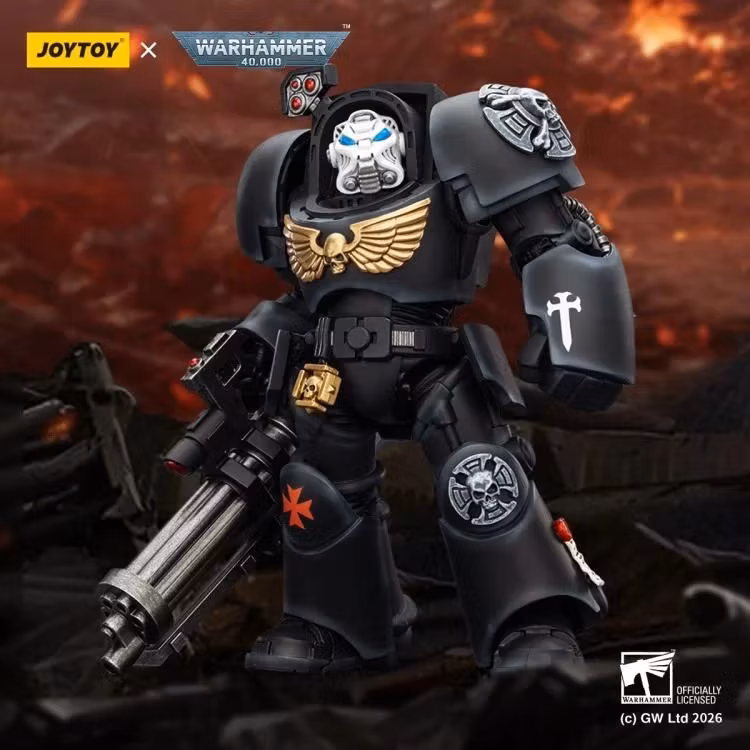 Warhammer 40,000 Black Templars Terminator (Ver. 3) with Power Fist and Assault Cannon 1/18 Scale Action Figure
