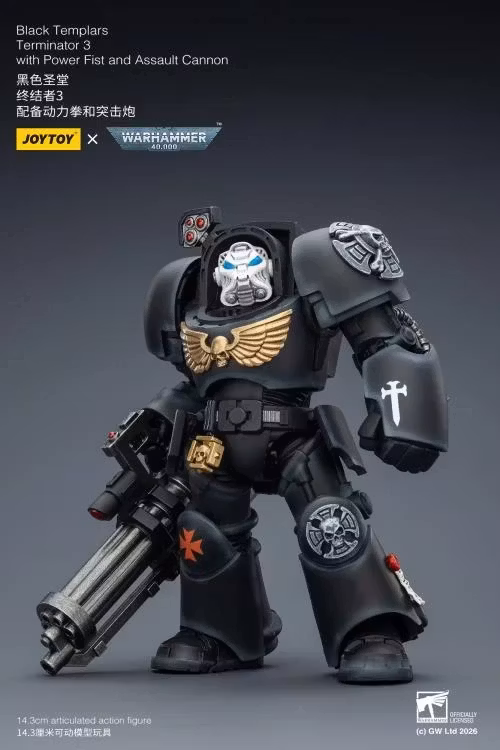 Warhammer 40,000 Black Templars Terminator (Ver. 3) with Power Fist and Assault Cannon 1/18 Scale Action Figure