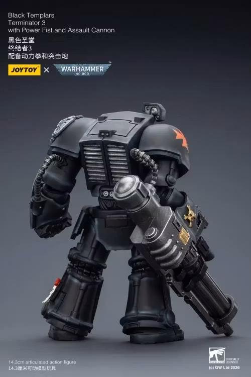 Warhammer 40,000 Black Templars Terminator (Ver. 3) with Power Fist and Assault Cannon 1/18 Scale Action Figure