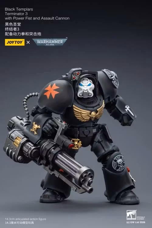 Warhammer 40,000 Black Templars Terminator (Ver. 3) with Power Fist and Assault Cannon 1/18 Scale Action Figure