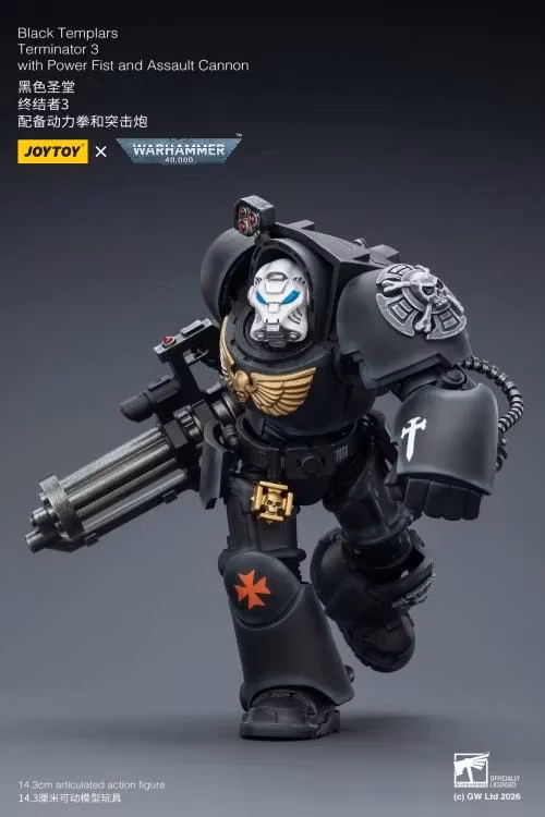 Warhammer 40,000 Black Templars Terminator (Ver. 3) with Power Fist and Assault Cannon 1/18 Scale Action Figure