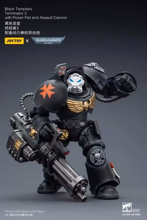Warhammer 40,000 Black Templars Terminator (Ver. 3) with Power Fist and Assault Cannon 1/18 Scale Action Figure