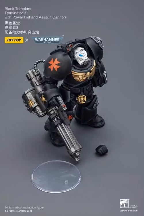 Warhammer 40,000 Black Templars Terminator (Ver. 3) with Power Fist and Assault Cannon 1/18 Scale Action Figure