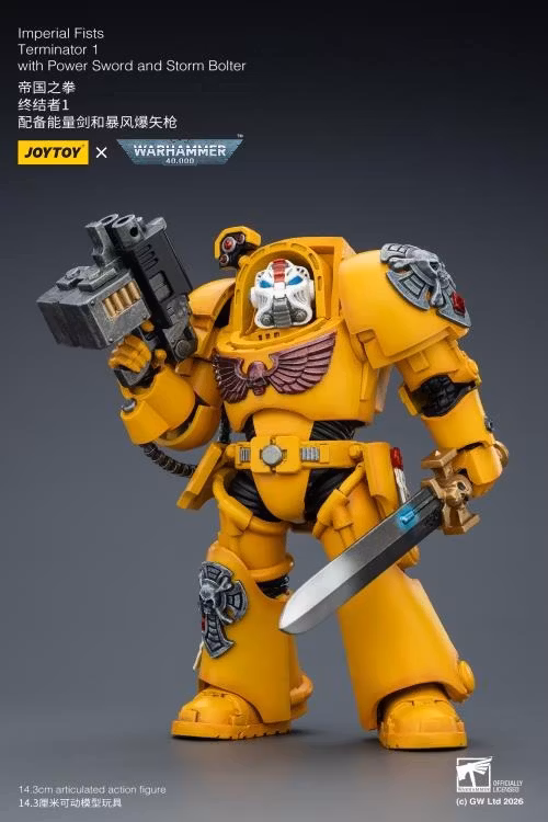 Warhammer 40,000 Imperial Fists Terminator (Ver. 1) with Power Sword and Storm Bolter 1/18 Scale Action Figure