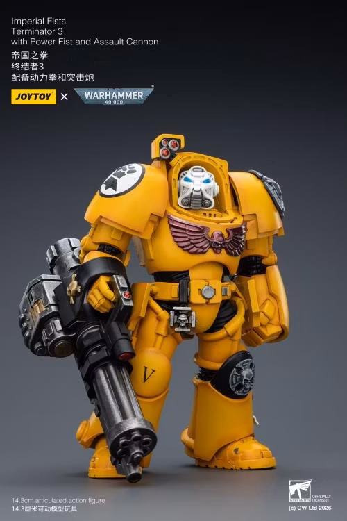 Warhammer 40,000 Imperial Fists Terminator (Ver. 3) with Power Fist and Assault Cannon 1/18 Scale Action Figure