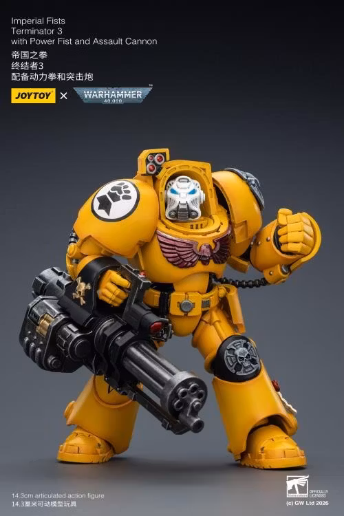 Warhammer 40,000 Imperial Fists Terminator (Ver. 3) with Power Fist and Assault Cannon 1/18 Scale Action Figure