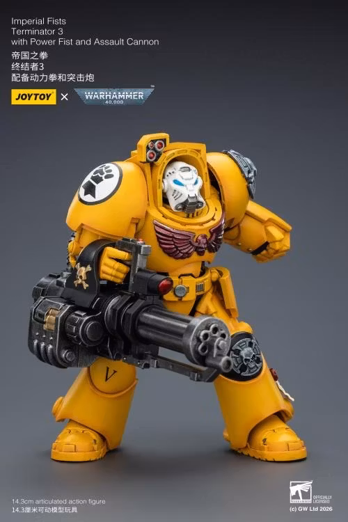 Warhammer 40,000 Imperial Fists Terminator (Ver. 3) with Power Fist and Assault Cannon 1/18 Scale Action Figure