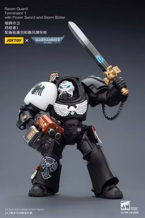 Warhammer 40,000 Raven Guard Terminator (Ver. 1) with Power Sword and Storm Bolter 1/18 Scale Action Figure