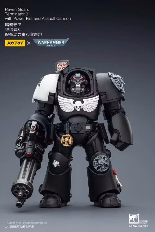 Warhammer 40,000 Raven Guard Terminator (Ver. 3) with Power Fist and Assault Cannon 1/18 Scale Action Figure