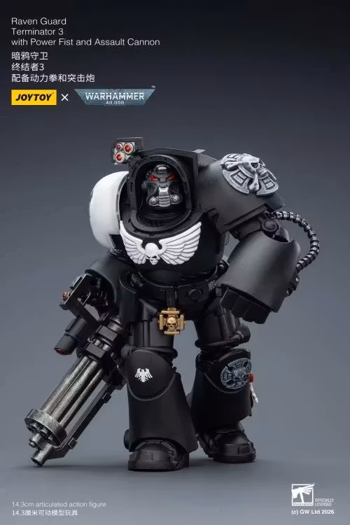 Warhammer 40,000 Raven Guard Terminator (Ver. 3) with Power Fist and Assault Cannon 1/18 Scale Action Figure