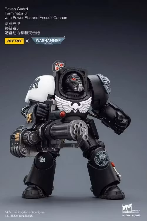 Warhammer 40,000 Raven Guard Terminator (Ver. 3) with Power Fist and Assault Cannon 1/18 Scale Action Figure