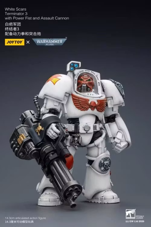 Warhammer 40,000 White Scars Terminator (Ver. 3) with Power Fist and Assault Cannon 1/18 Scale Action Figure