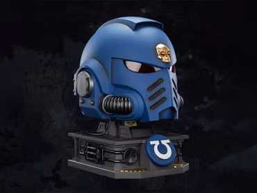 Warhammer 40,000 Ultramarines Captain Mk.X 1/1 Scale Helmet Replica with Display Stand