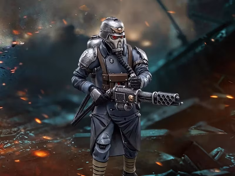 Warhammer 40,000 Death Korps of Krieg Veteran Squad Guardsman with Flamer 1/18 Scale Action Figure