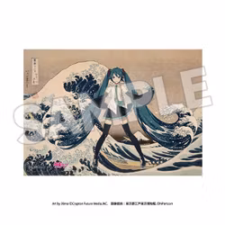 Katsushika Hokusai x Hatsune Miku Serial Numbered A3 Acrylic Panel Thirty-six Views of Mount Fuji (The Great Wave off Kanagawa)