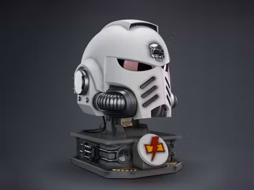 Warhammer 40,000 White Scars Mk X 1/1 Scale Helmet Replica with Display Stand