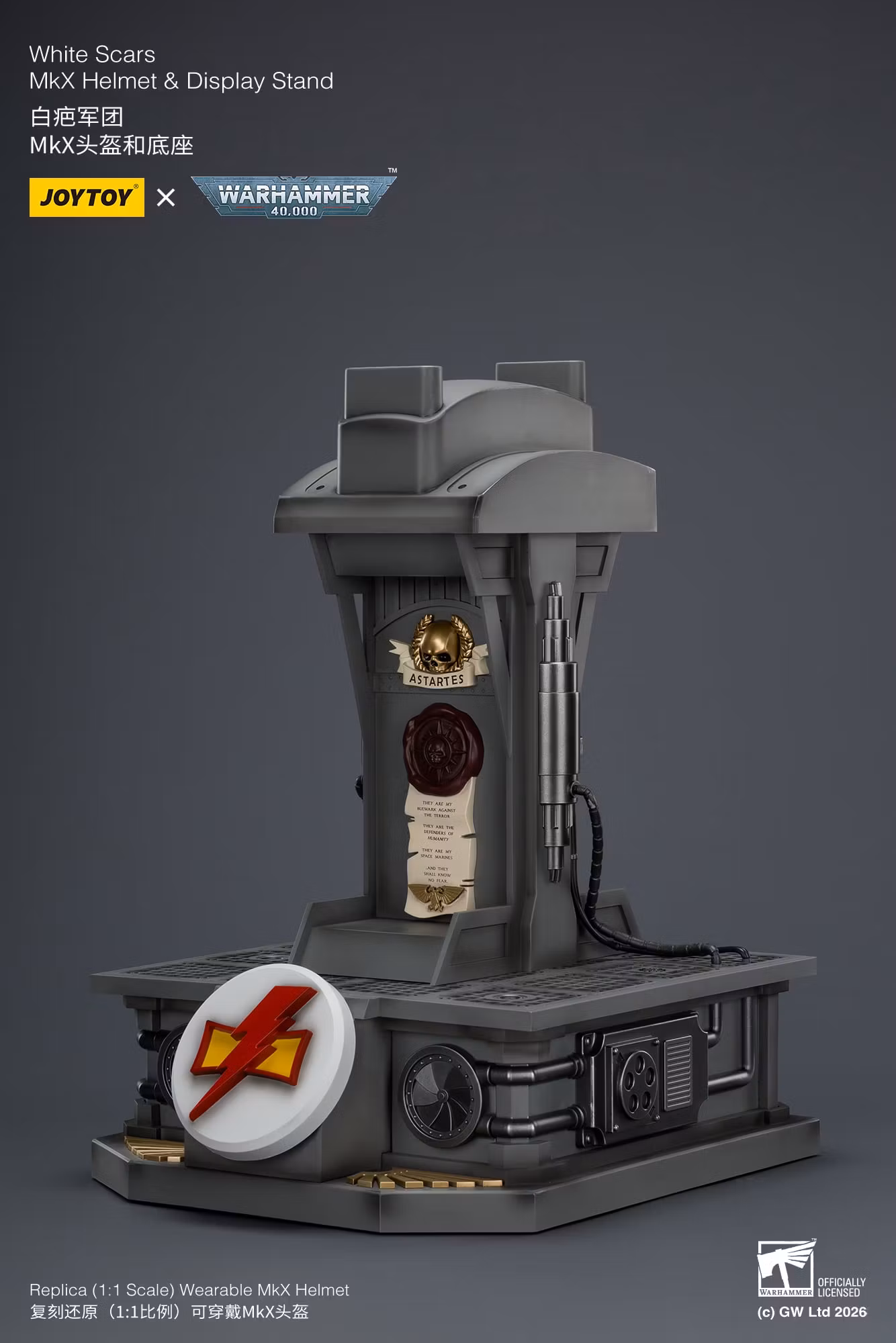 Warhammer 40,000 White Scars Mk X 1/1 Scale Helmet Replica with Display Stand