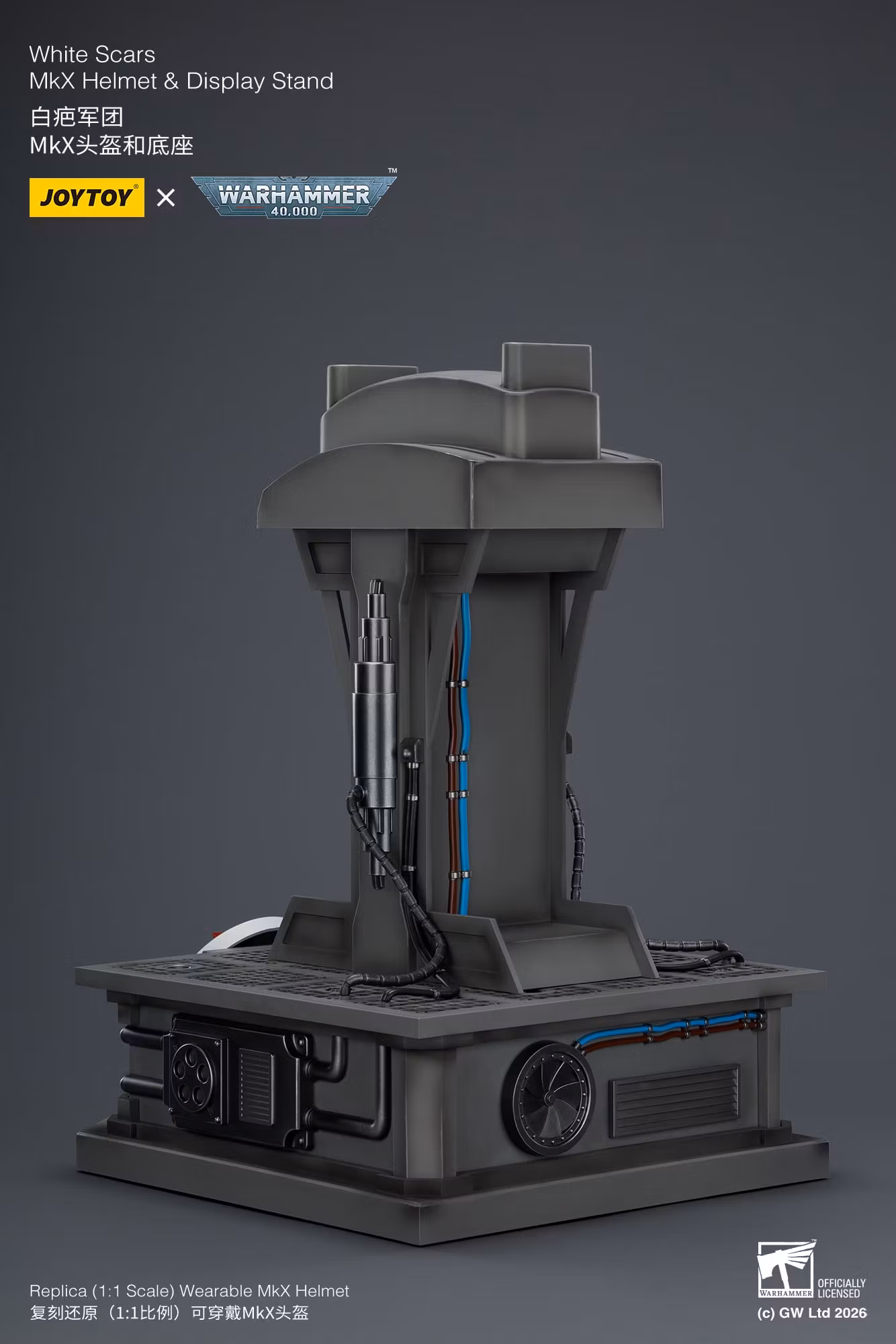 Warhammer 40,000 White Scars Mk X 1/1 Scale Helmet Replica with Display Stand