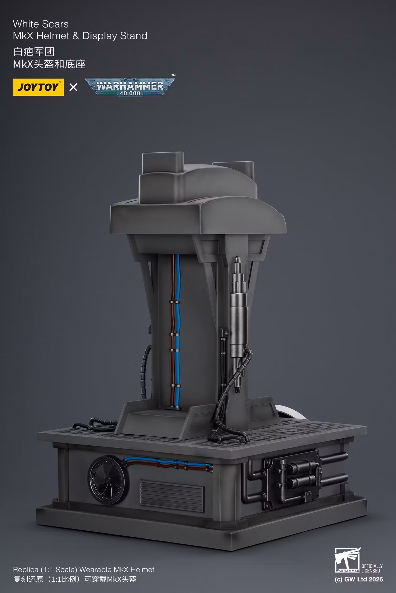 Warhammer 40,000 White Scars Mk X 1/1 Scale Helmet Replica with Display Stand